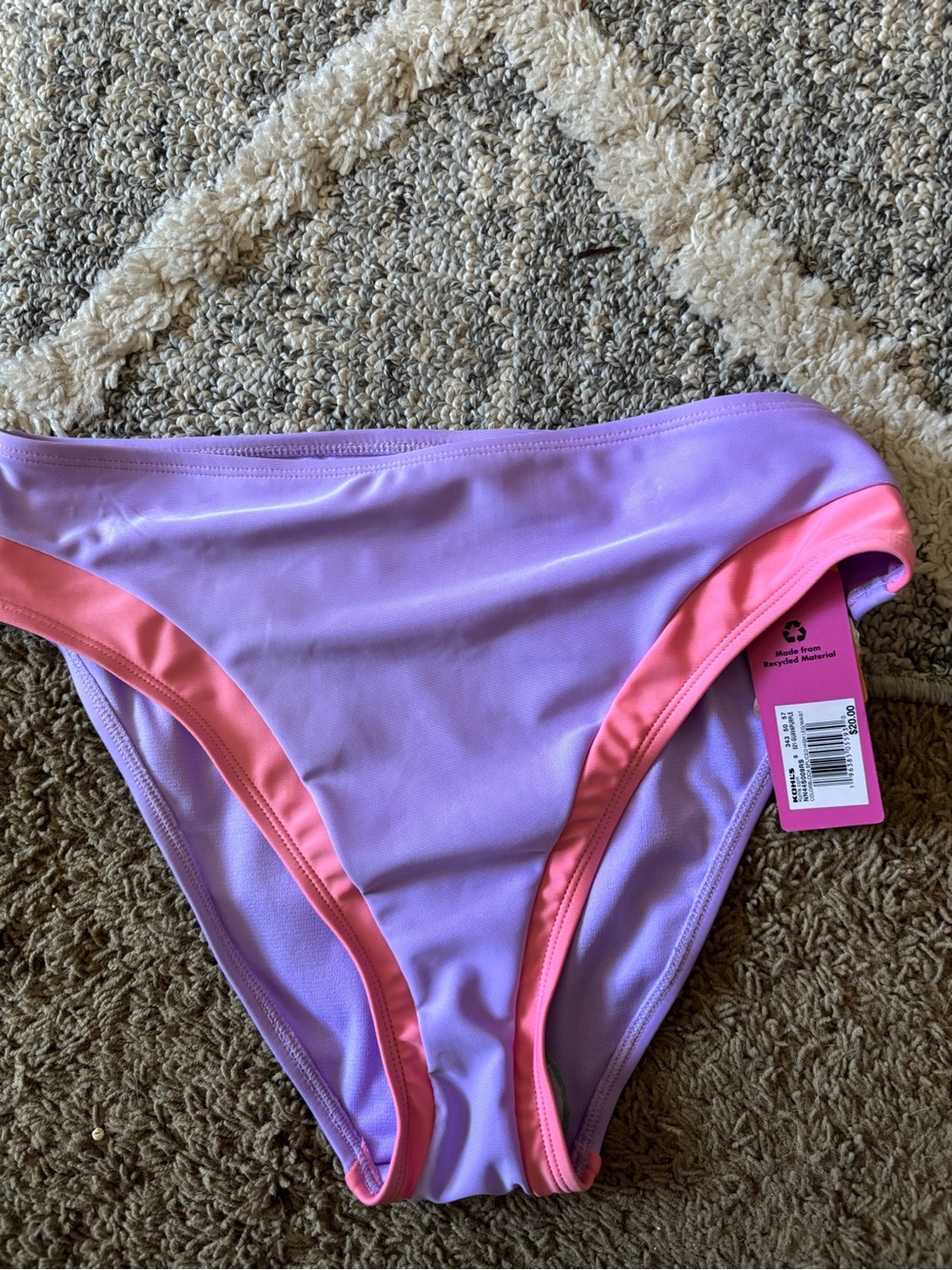 Ninety Lilac Bikini Bottoms with Pink Trim